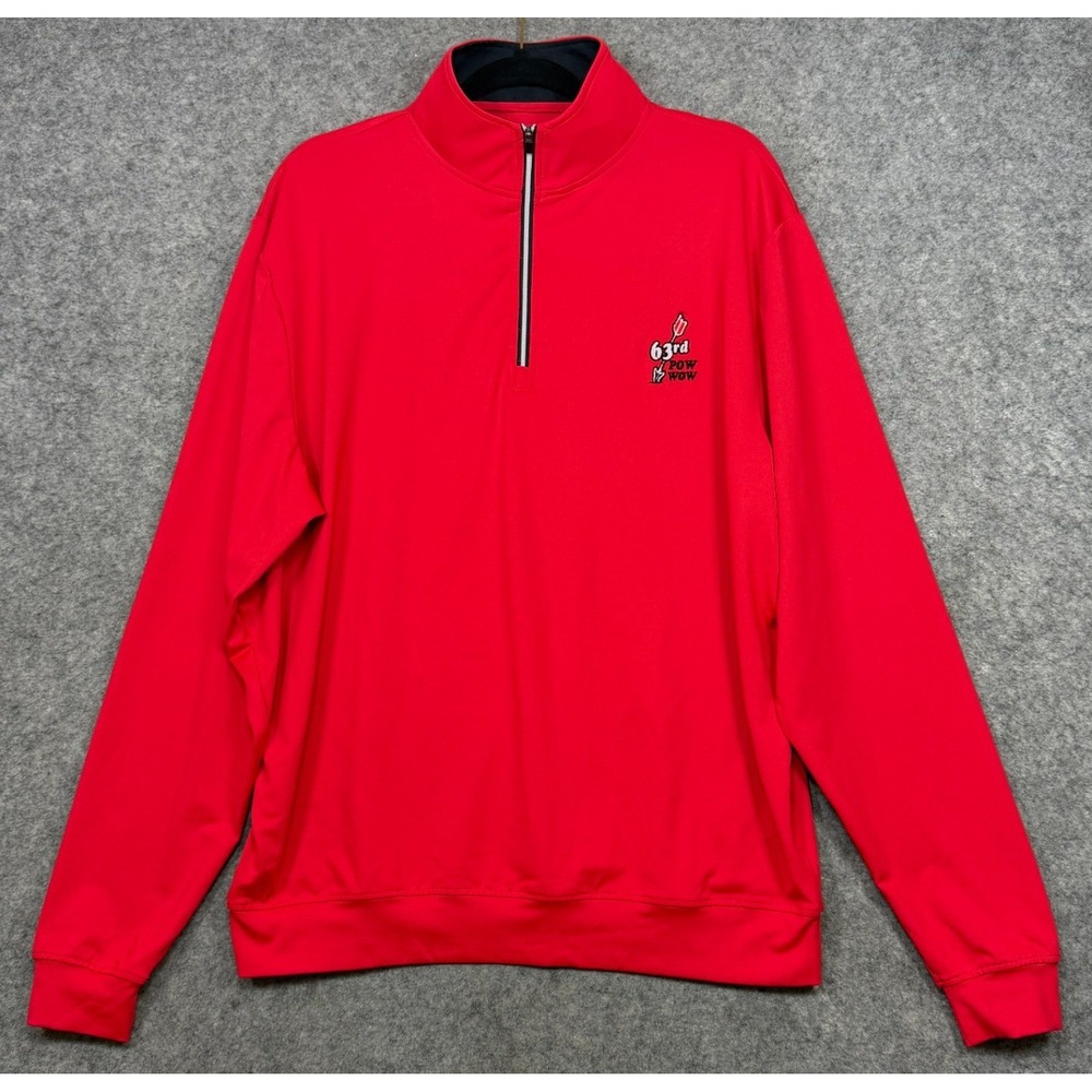 Nation Golf Co 1/4 Zip Pullover Mens L Red 63rd Pow Wow Indian Wells Long Sleeve